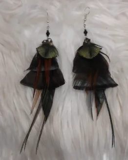 pendientes plumas y cadena