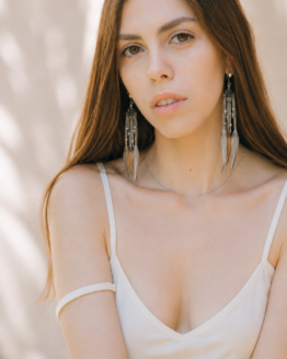 pendientes plumas naturales y flecos